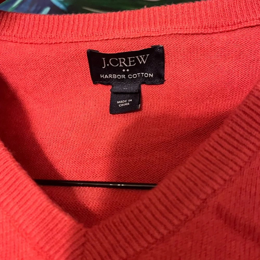 J. Crew Mens M Harbor Cotton V Neck Red Grandpacore Slim Stretchy Spring Sweater